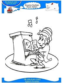 Çocuklar İçin Piano Boyama Sayfaları 